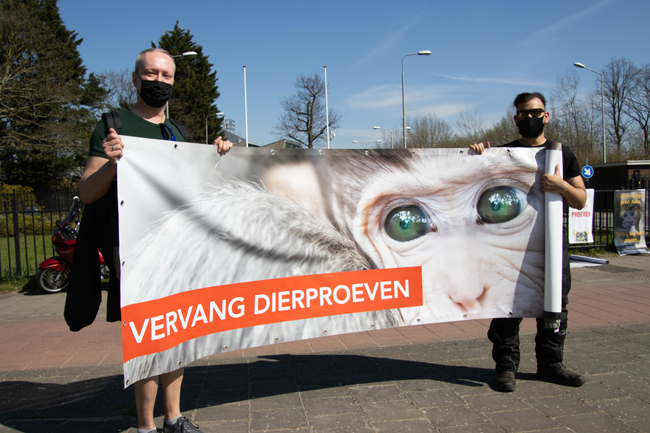 Animal Rights in actie tegen dierproeven op apen BPRC