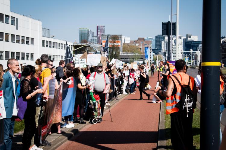 Protest bij het Erasmus MC