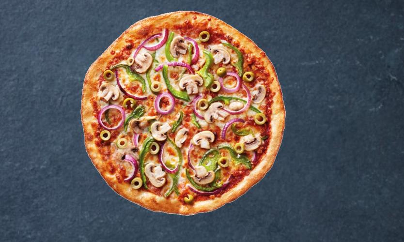 Een vegan pizza van New York Pizza.